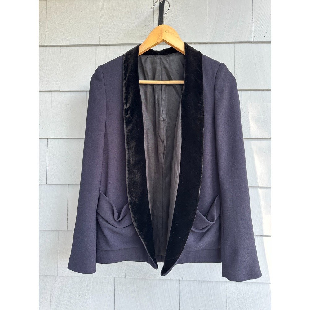 The Kooples Navy Velvet Shawl Collar Tuxedo Blazer FR 32 US 0 XXS